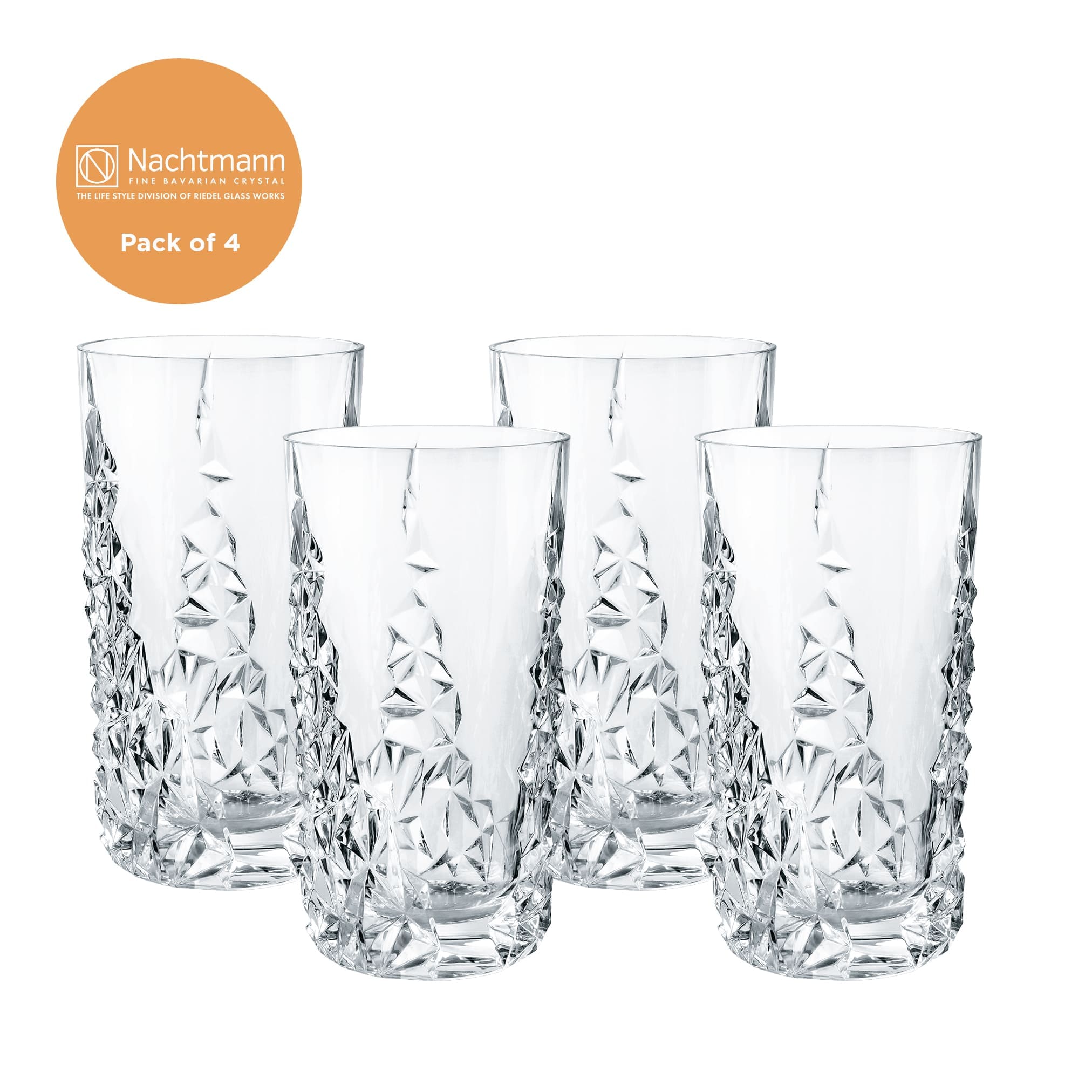 Set of 4 Nachtmann Shu Fa Crystal Highball Longdrink Glasses