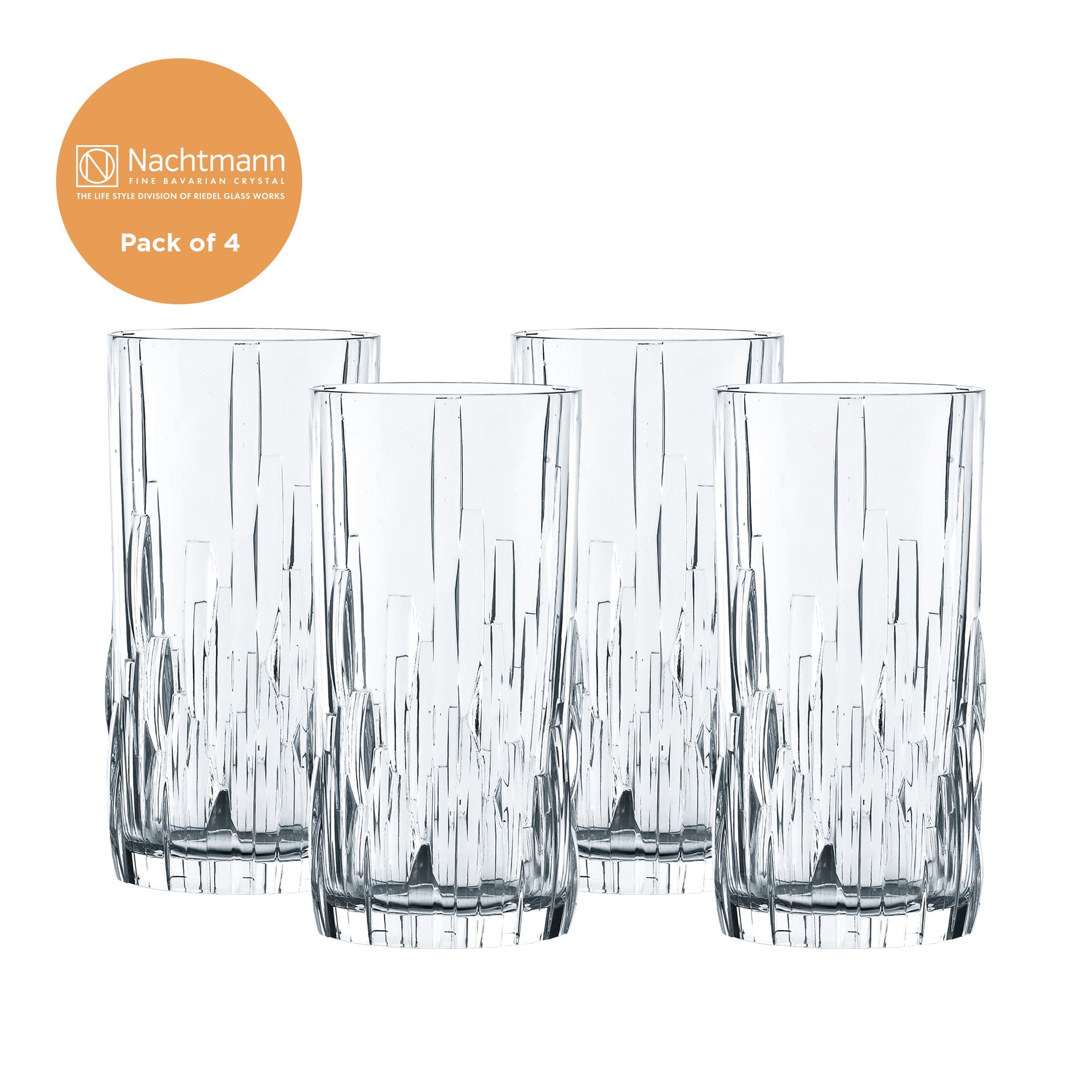 Set of 4 Nachtmann Shu Fa Crystal Highball Longdrink Glasses