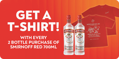 Buy 2 Smirnoff Vodka 700ml, Get a T-Shirt
