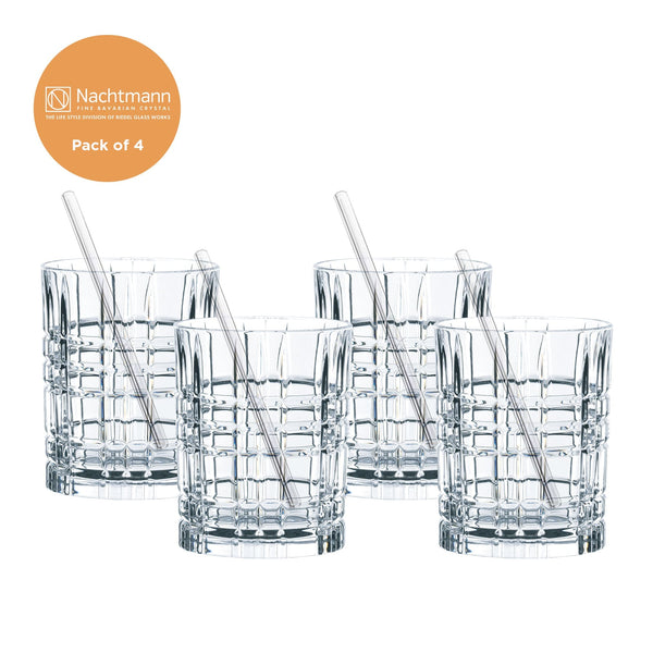 Nachtmann - Whisky Tumbler 4 Glasses + 4 Glass Straws